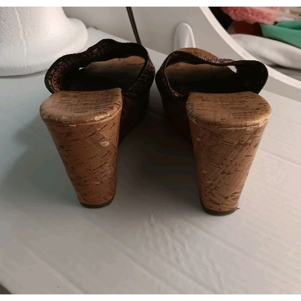 Montego Bay Club Sz 5.5 O'Malley‎ Women Cork Wedge Heel Boho Slide Sandals